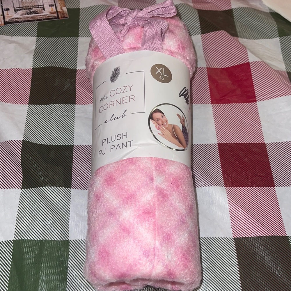 The Cozy Corner Club Plush Pj Pant pink white xl NWT